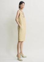 Crinkled leather dress champagne