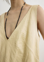 Crinkled leather dress champagne