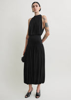 Soft gathered dress black