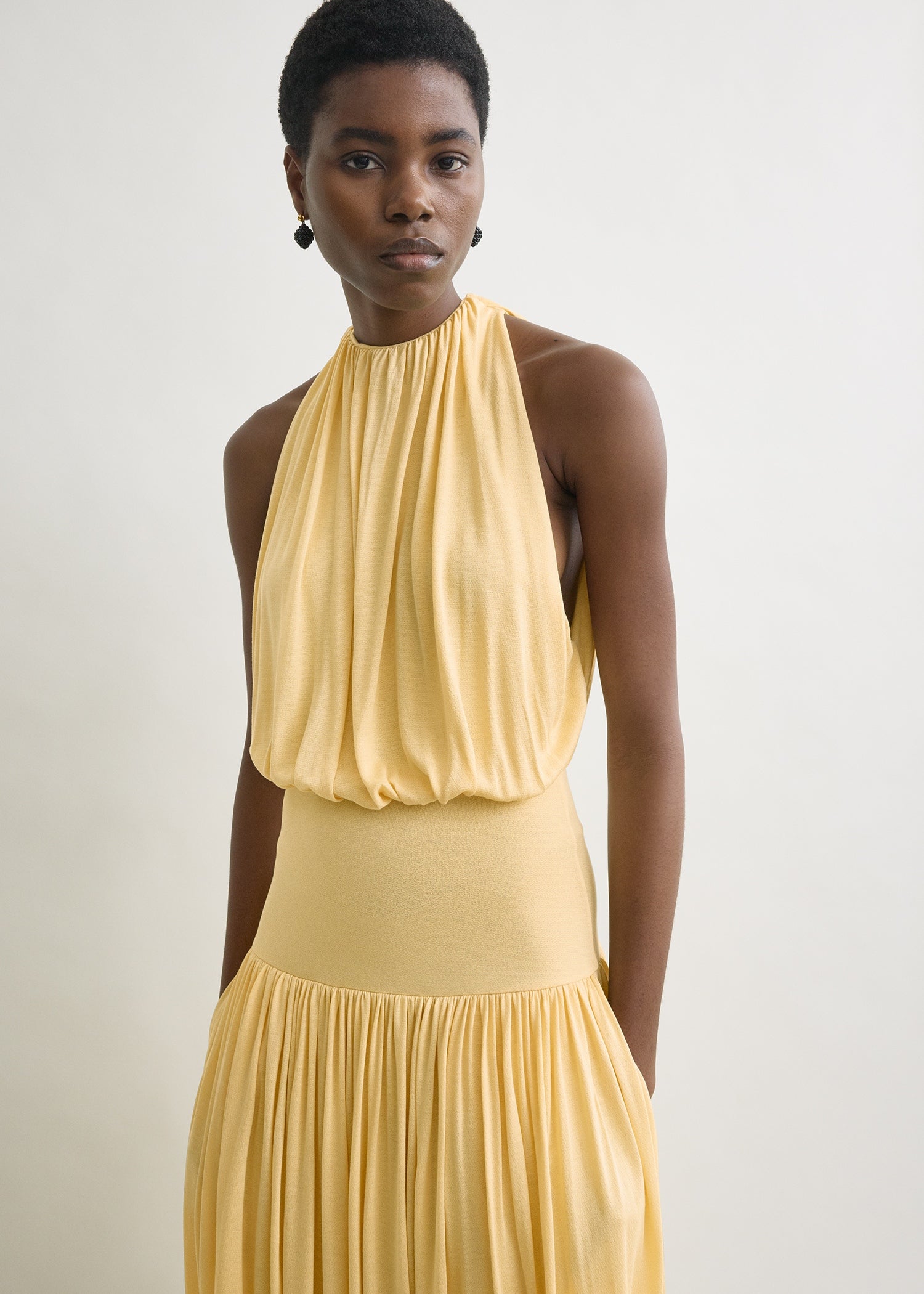 Soft gathered dress champagne – TOTEME