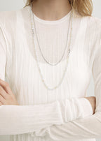 Crinkled knit long-sleeve dress white