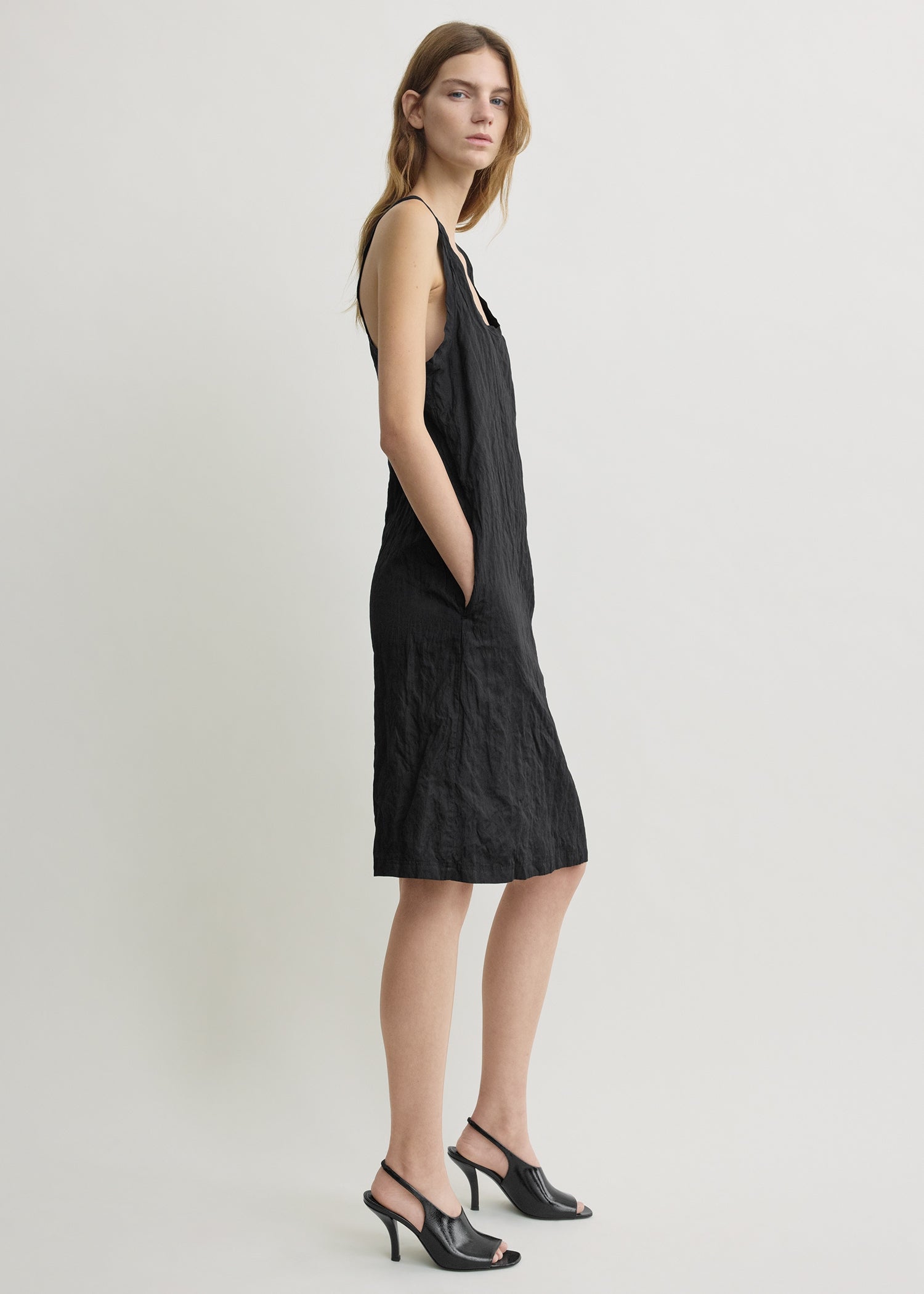 TOTEME - Crinkled cotton tank dress Black - 34 - Women TOTEME - Crinkled cotton tank dress Black - 34 - Women