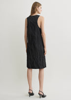 Crinkled cotton tank dress black