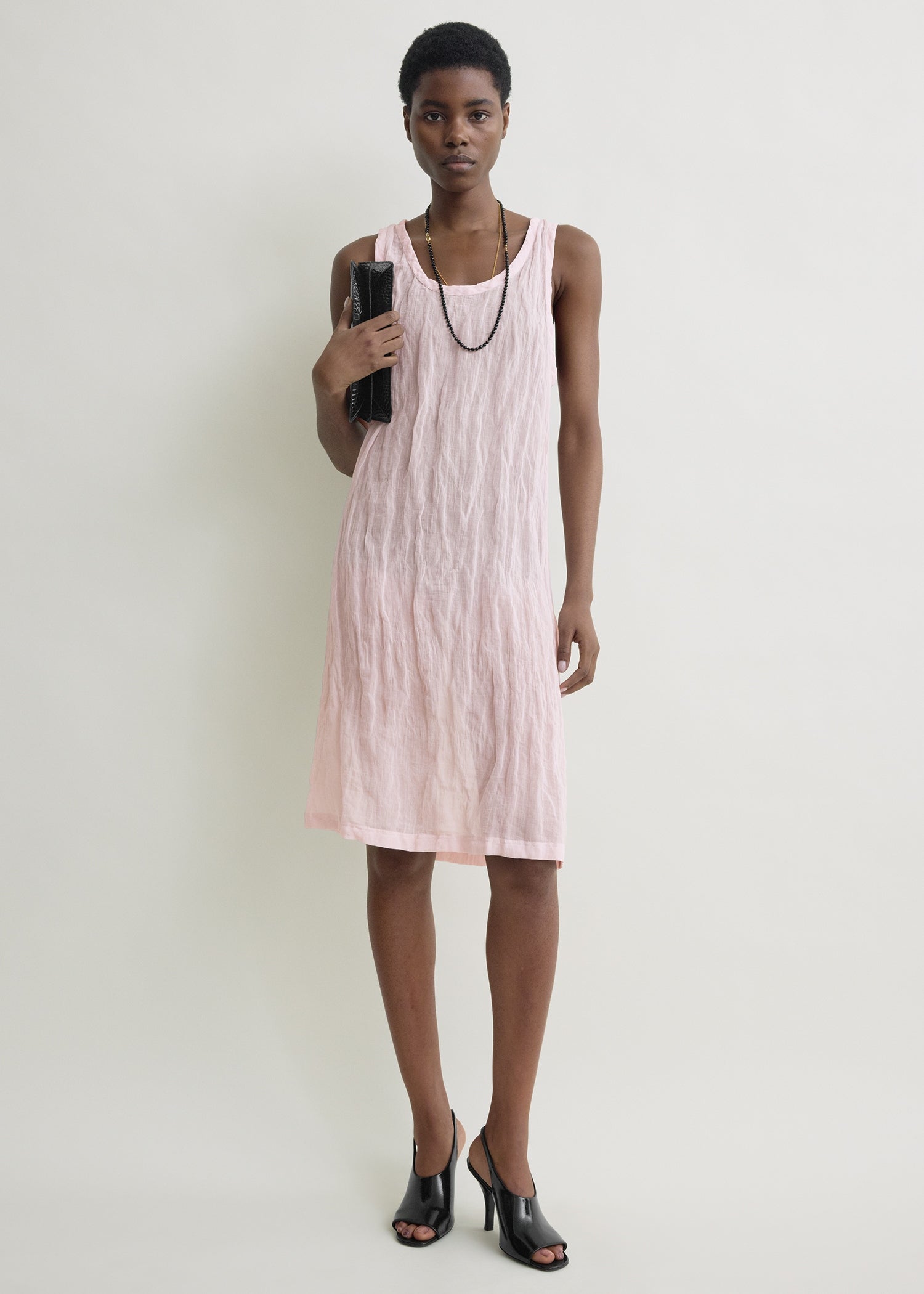 Crinkled gauze tank dress bloom