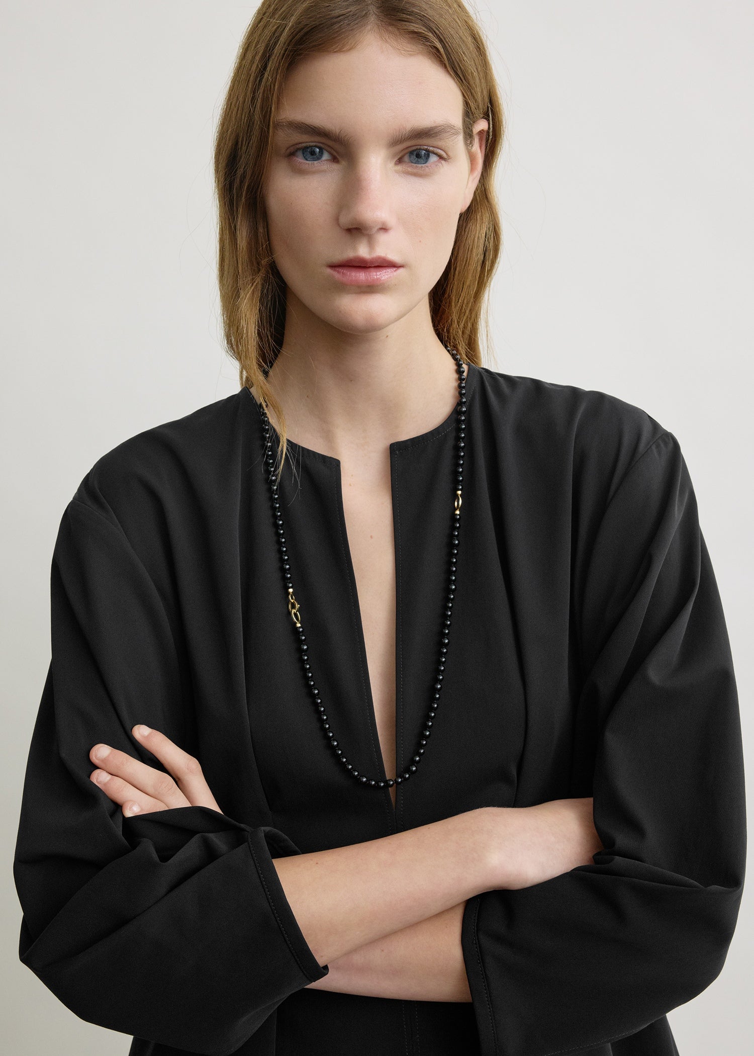 Balloon sleeve cotton dress black