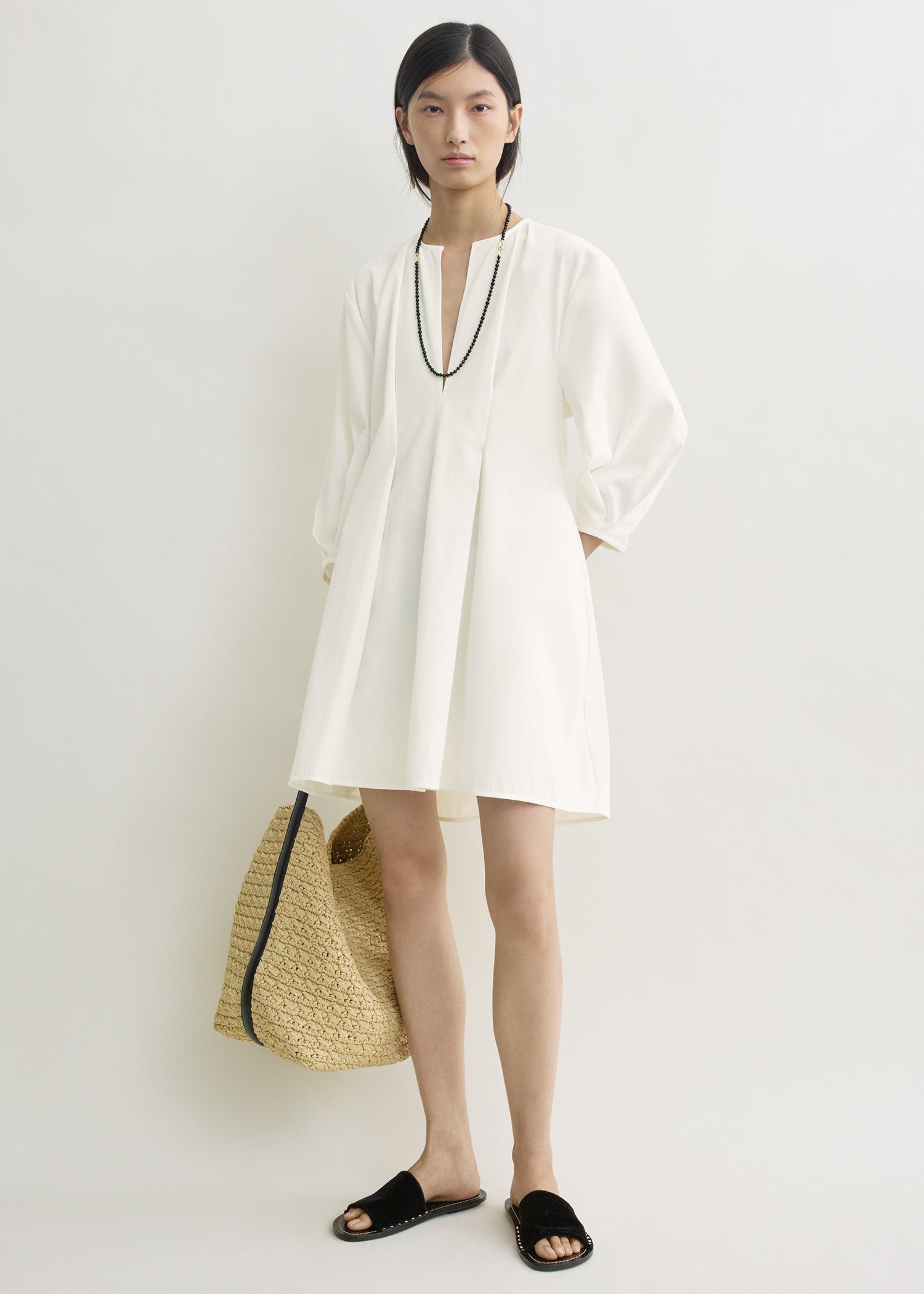 Balloon sleeve cotton dress white from Toteme - $880