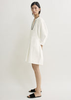 Balloon sleeve cotton dress white