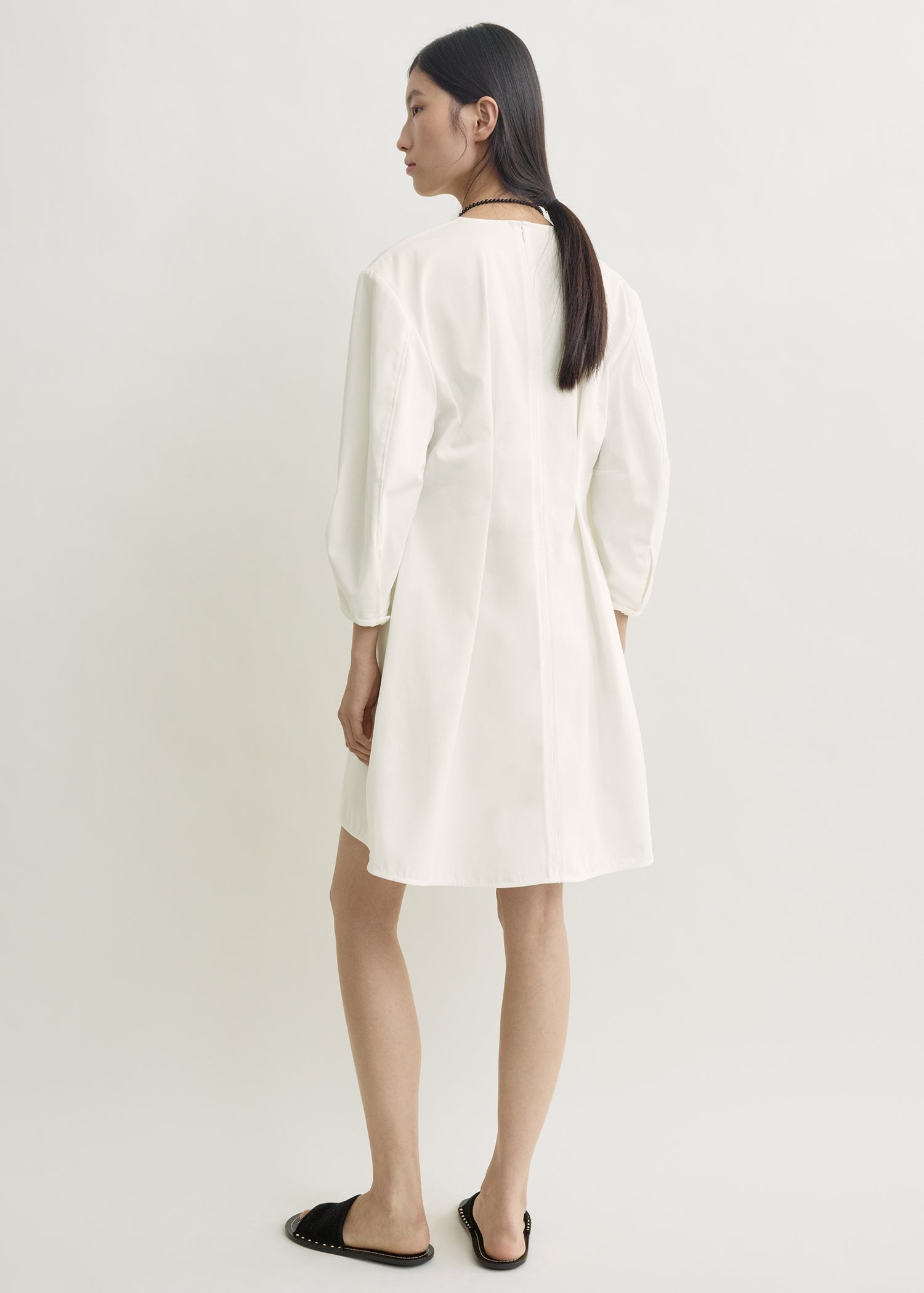Balloon sleeve cotton dress white