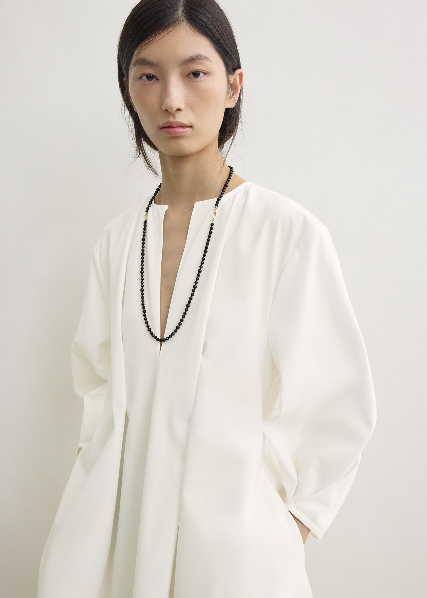 Balloon sleeve cotton dress white