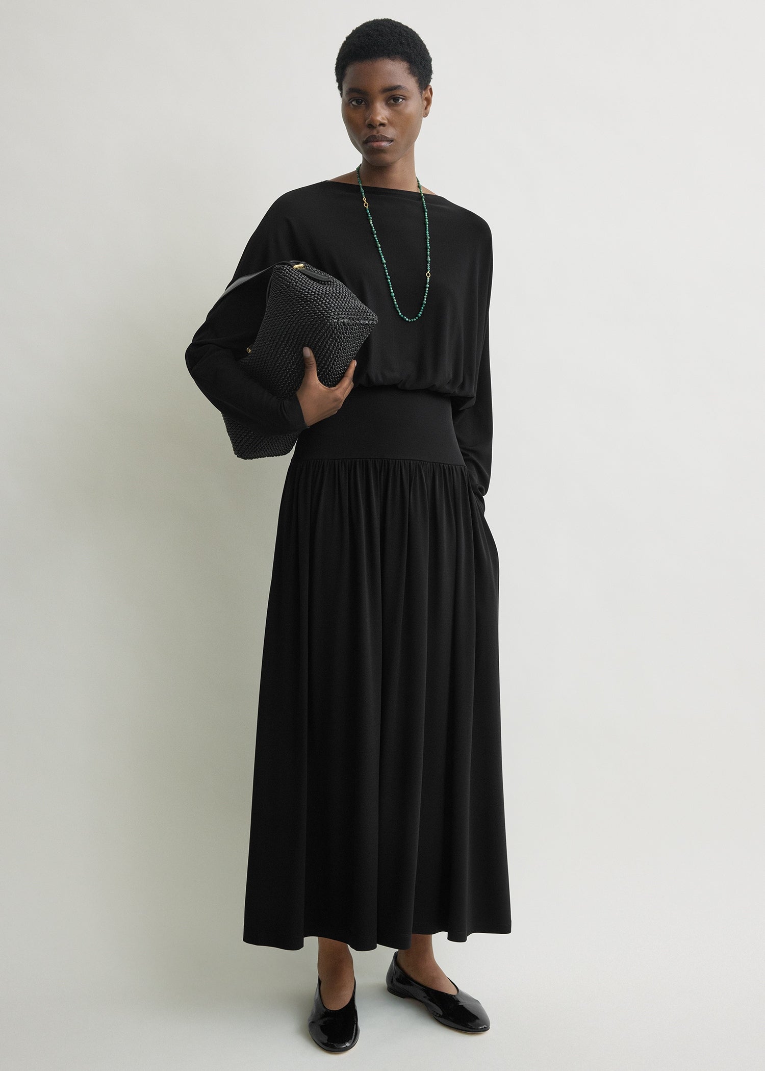 Boatneck jersey dress black