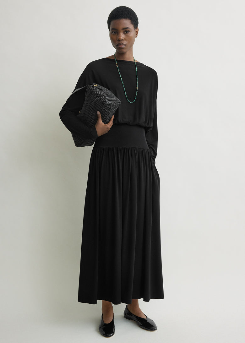 Boatneck jersey dress black