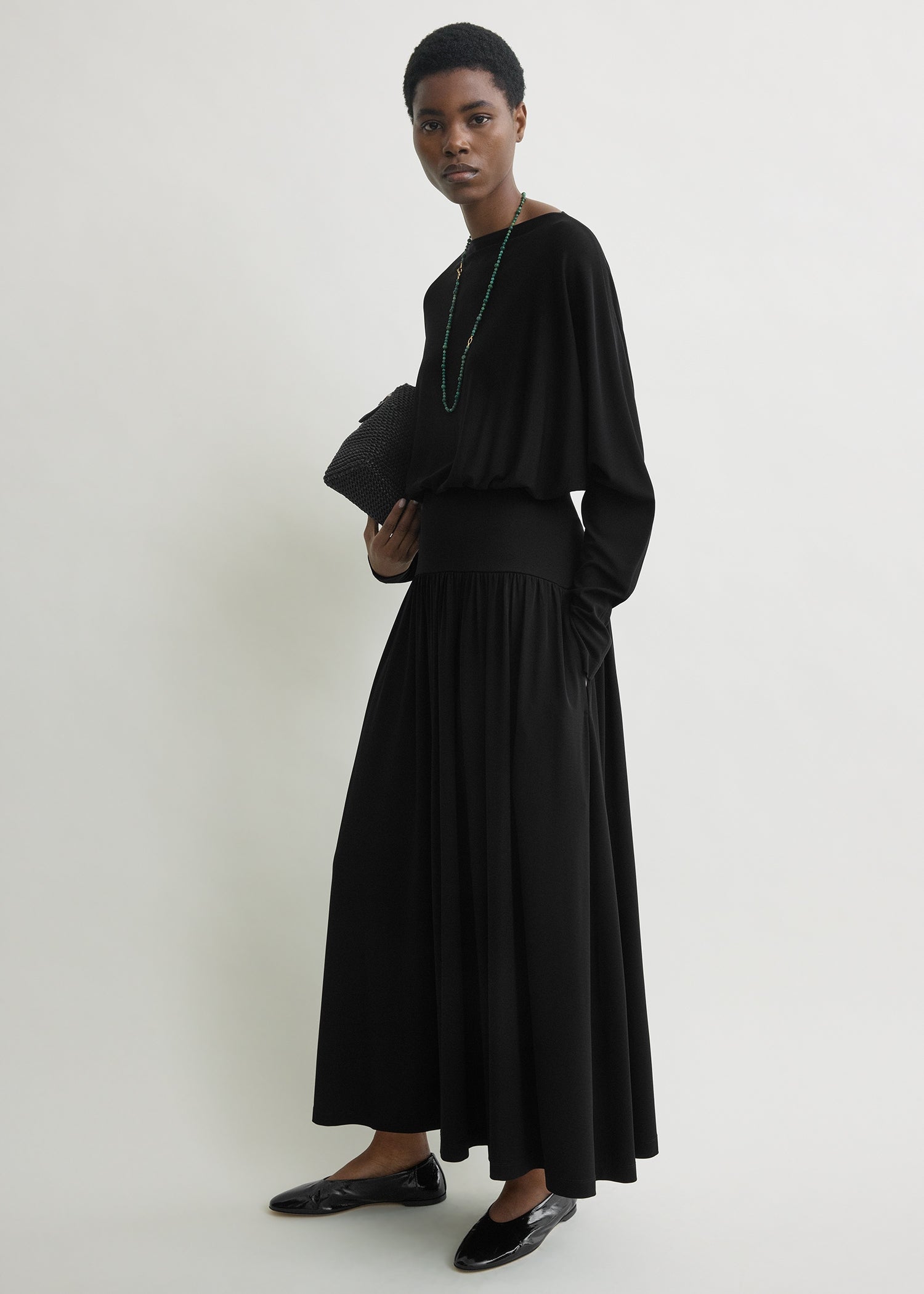 Boatneck jersey dress black