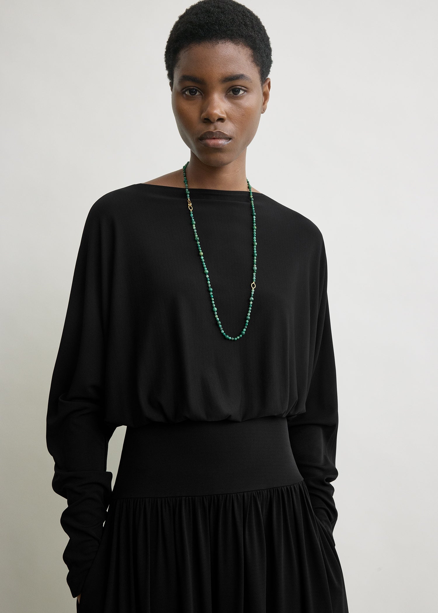 Boatneck jersey dress black