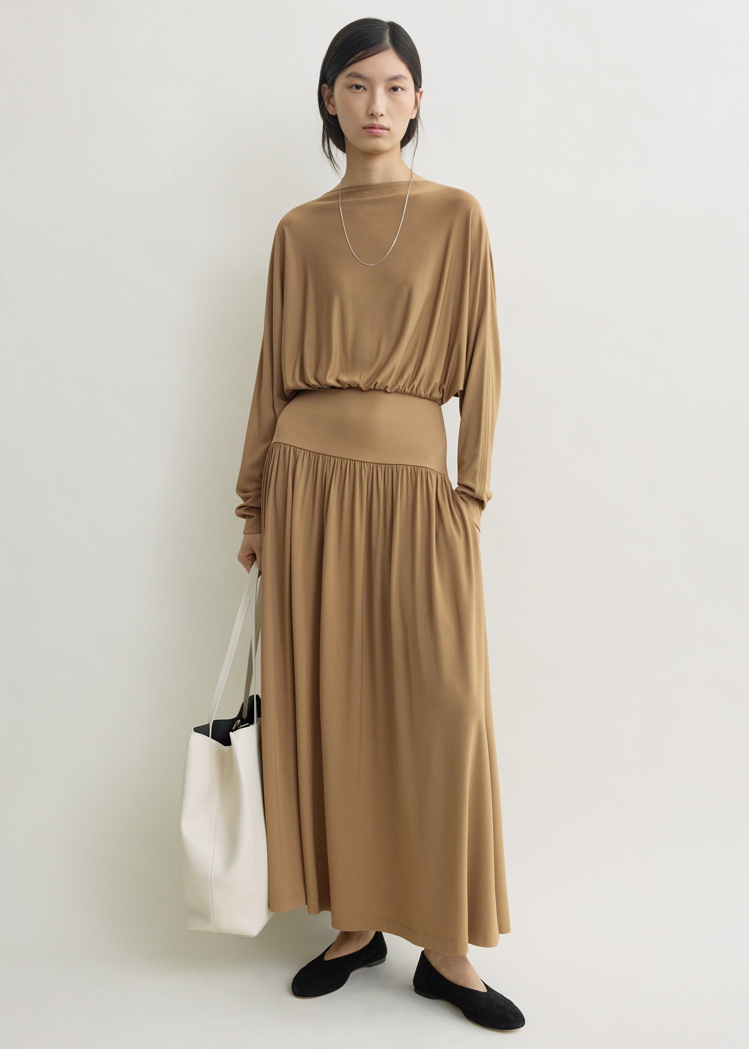Boatneck jersey dress nutmeg