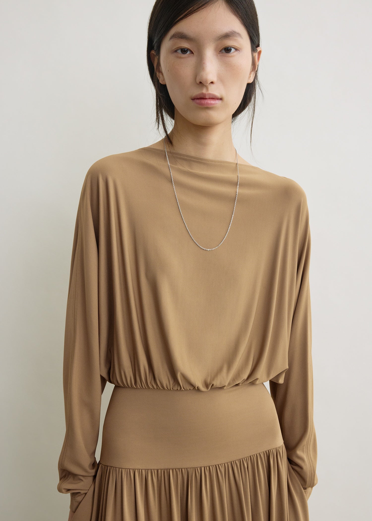 Boatneck jersey dress nutmeg