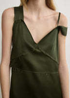 V-neck slip dress bottle green