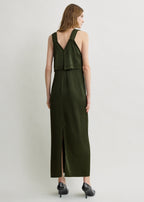 V-neck slip dress bottle green