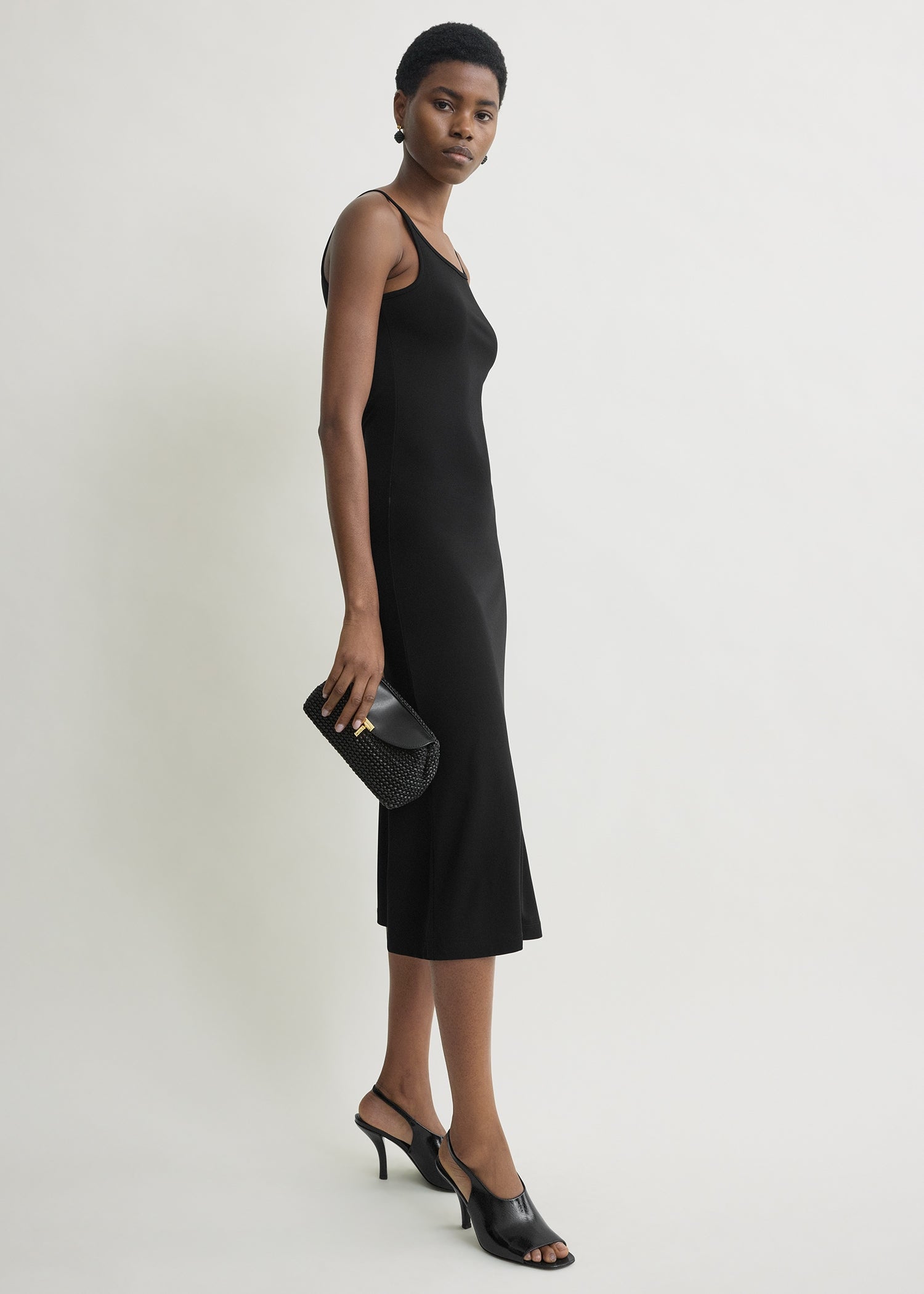 Fluid slip dress black