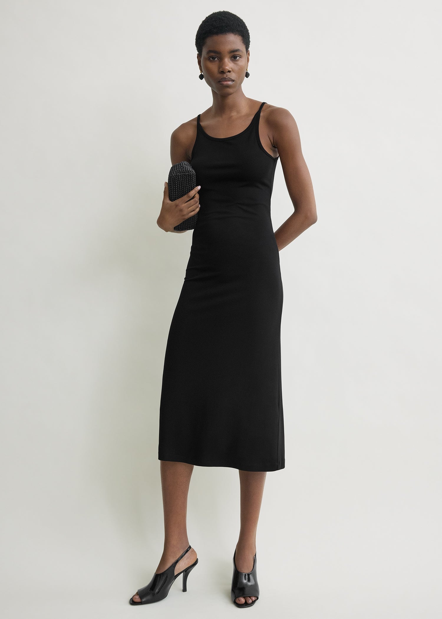 Fluid slip dress black