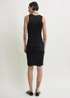 Crinkled knit tank dress black