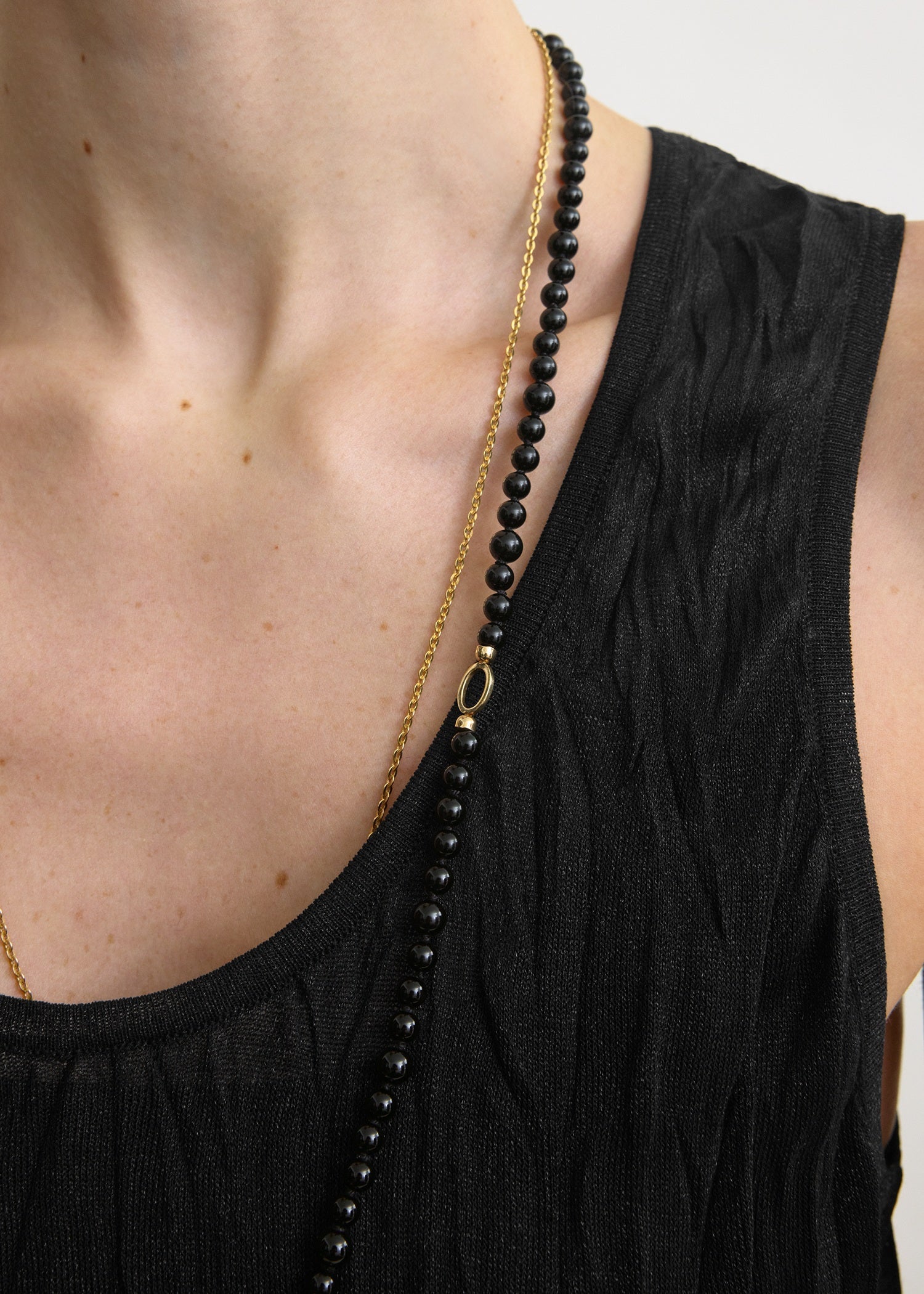 Crinkled knit tank dress black