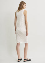 Crinkled knit tank dress white