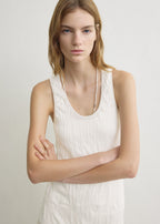 Crinkled knit tank dress white