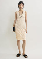 Crinkled knit tank dress pale apricot