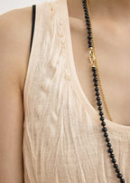 Crinkled knit tank dress pale apricot