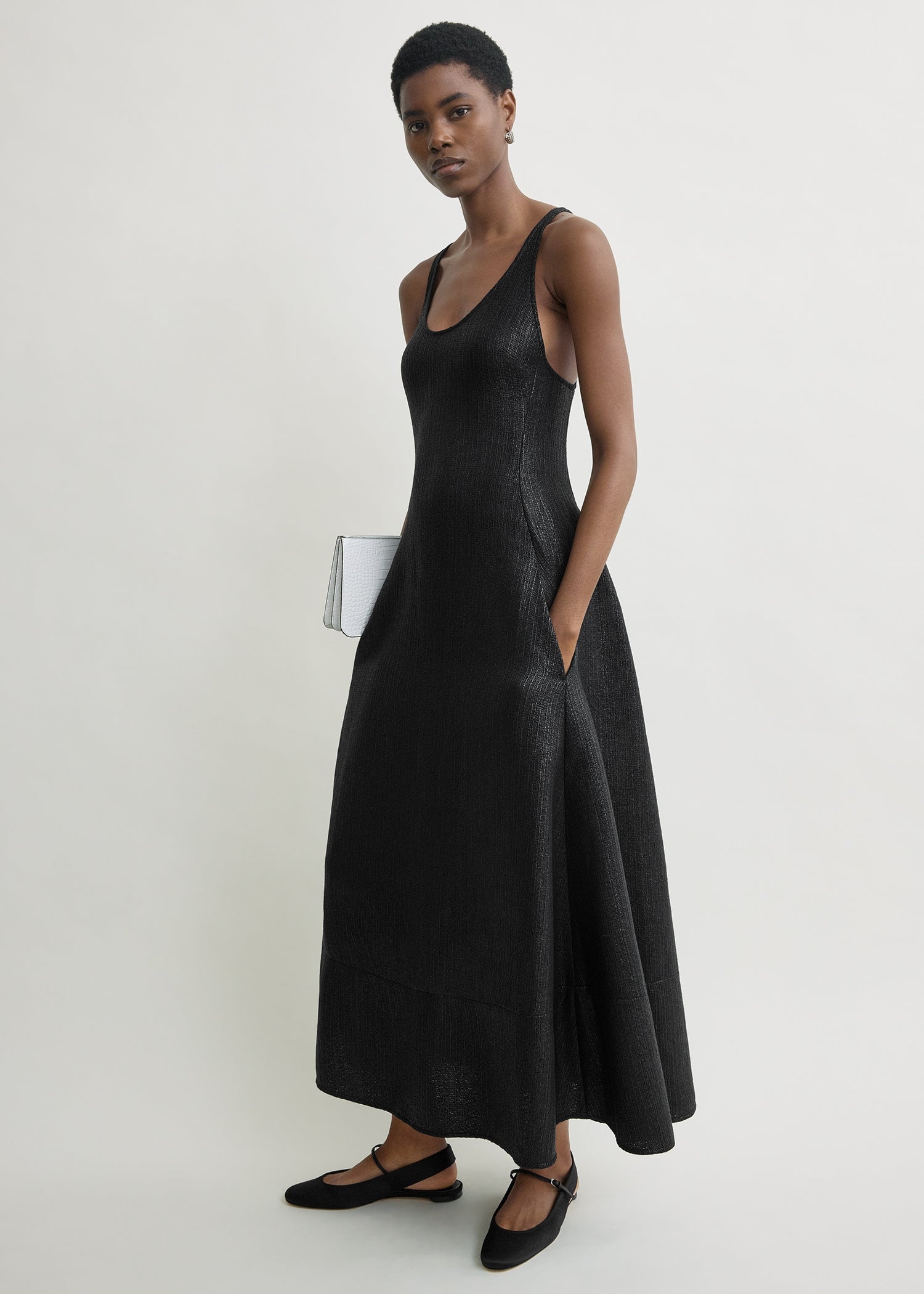 Sculpted cotton dress black