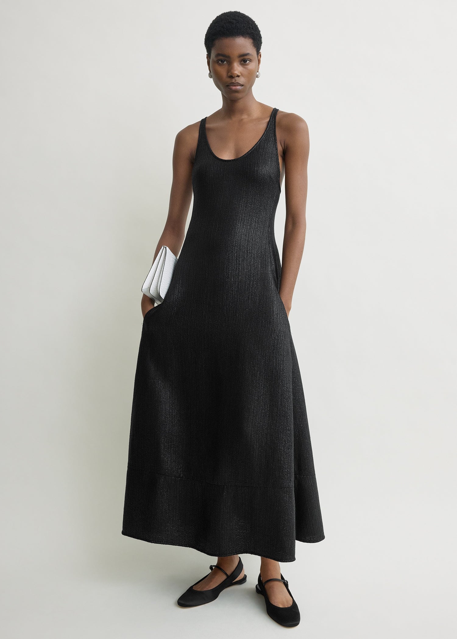Sculpted cotton dress black – TOTEME