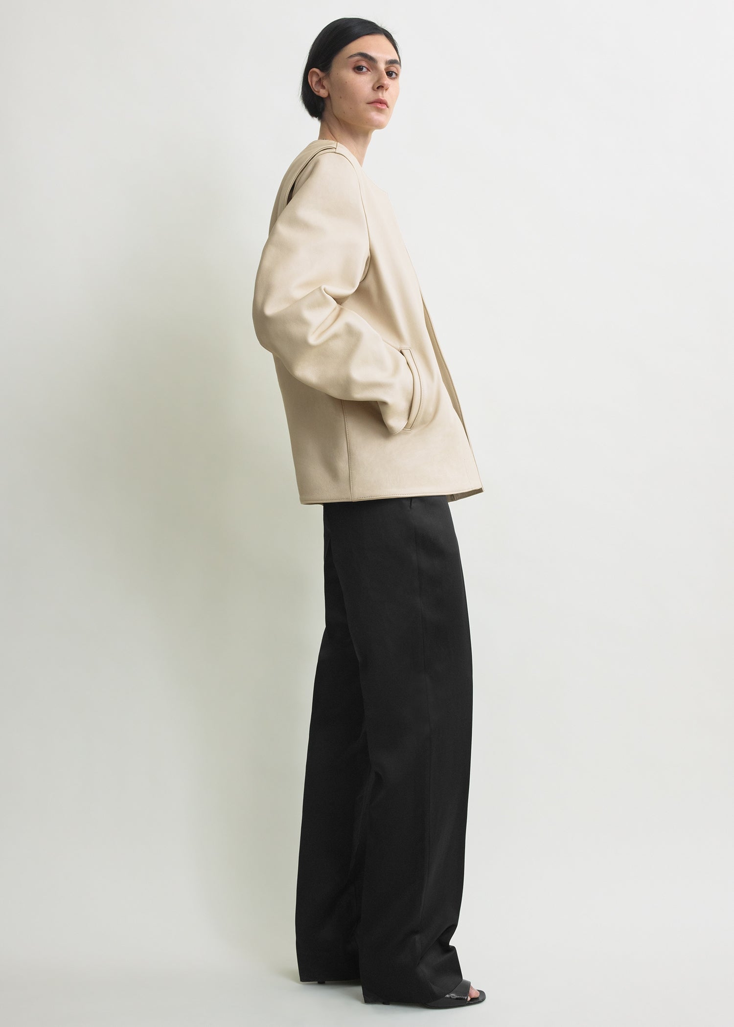 Minimal biker jacket stone