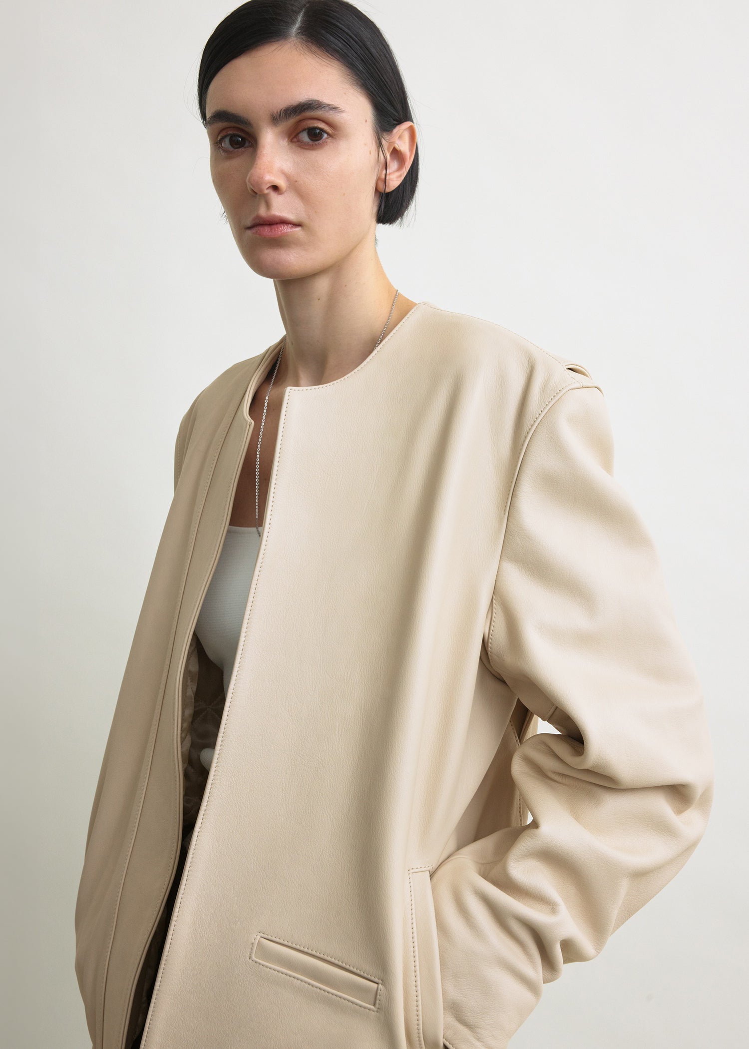 Minimal biker jacket stone
