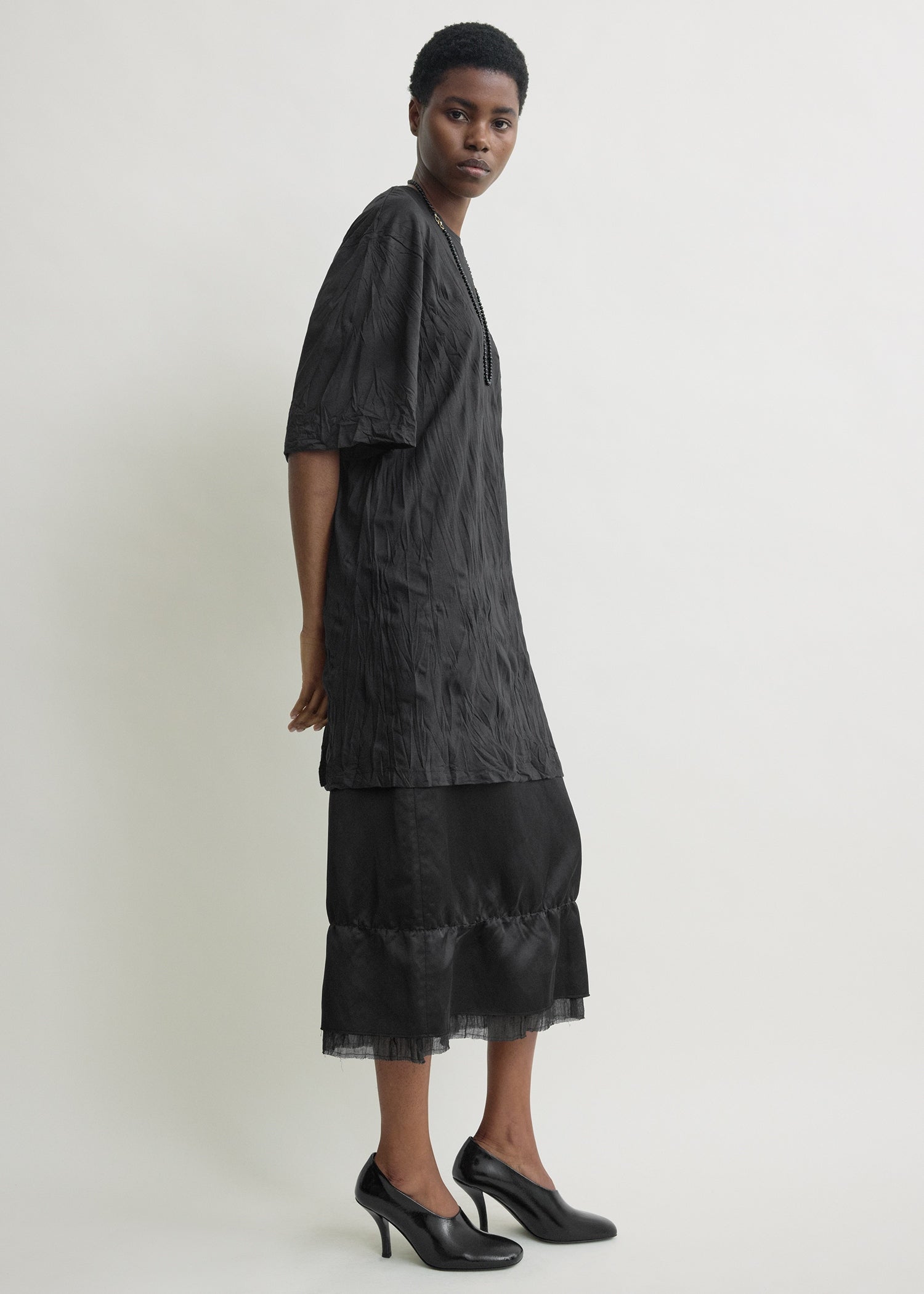 Relaxed tee dress black – TOTEME