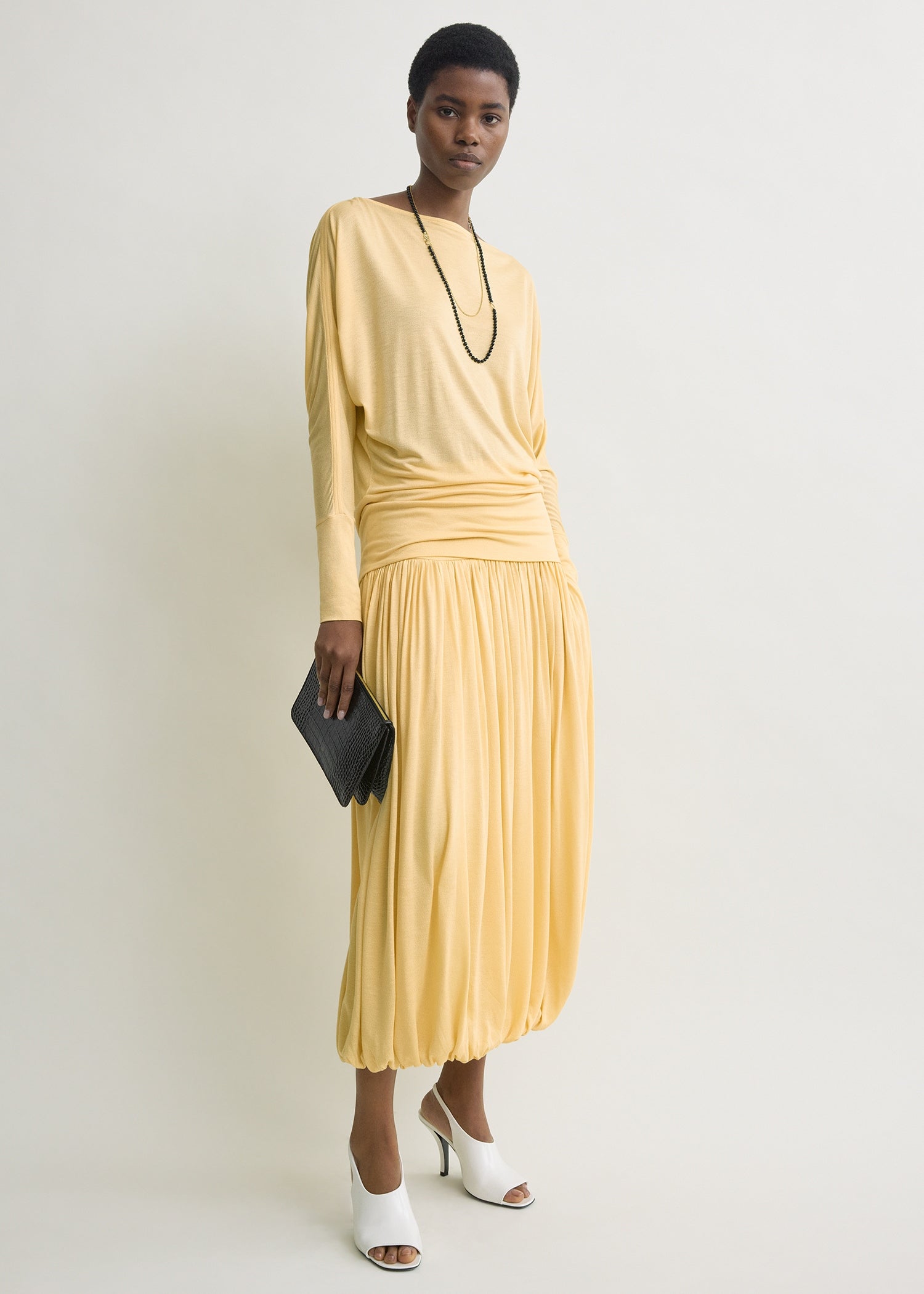 Boatneck jersey top champagne