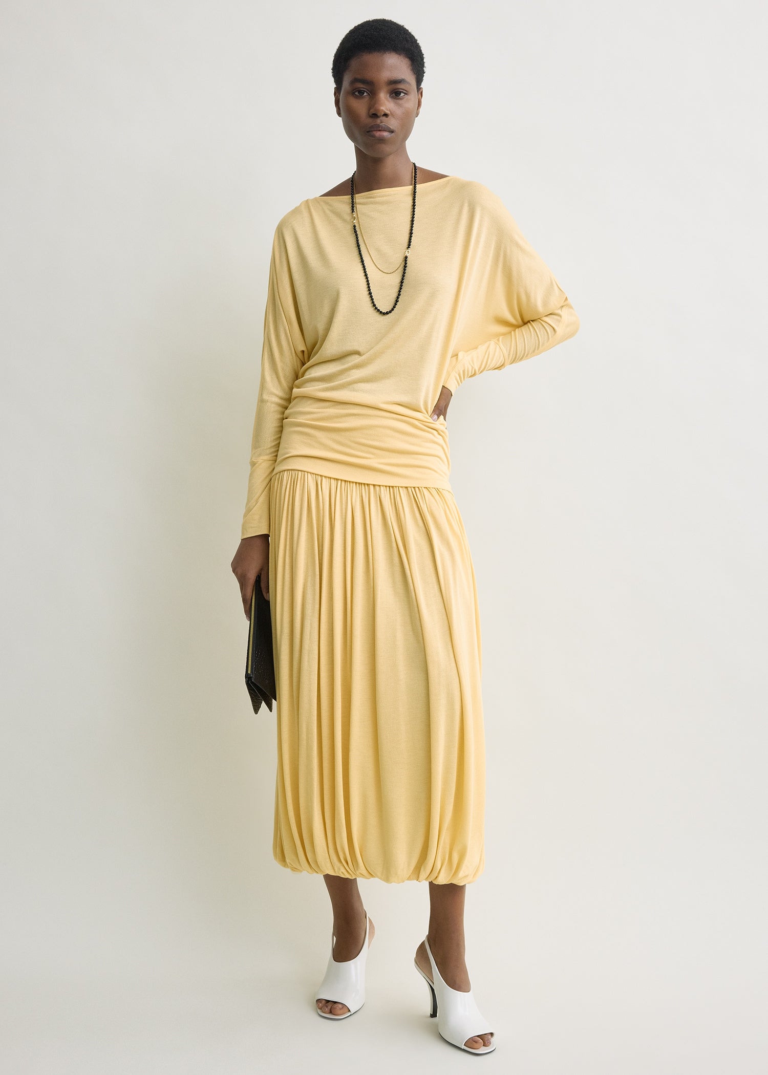 Boatneck jersey top champagne