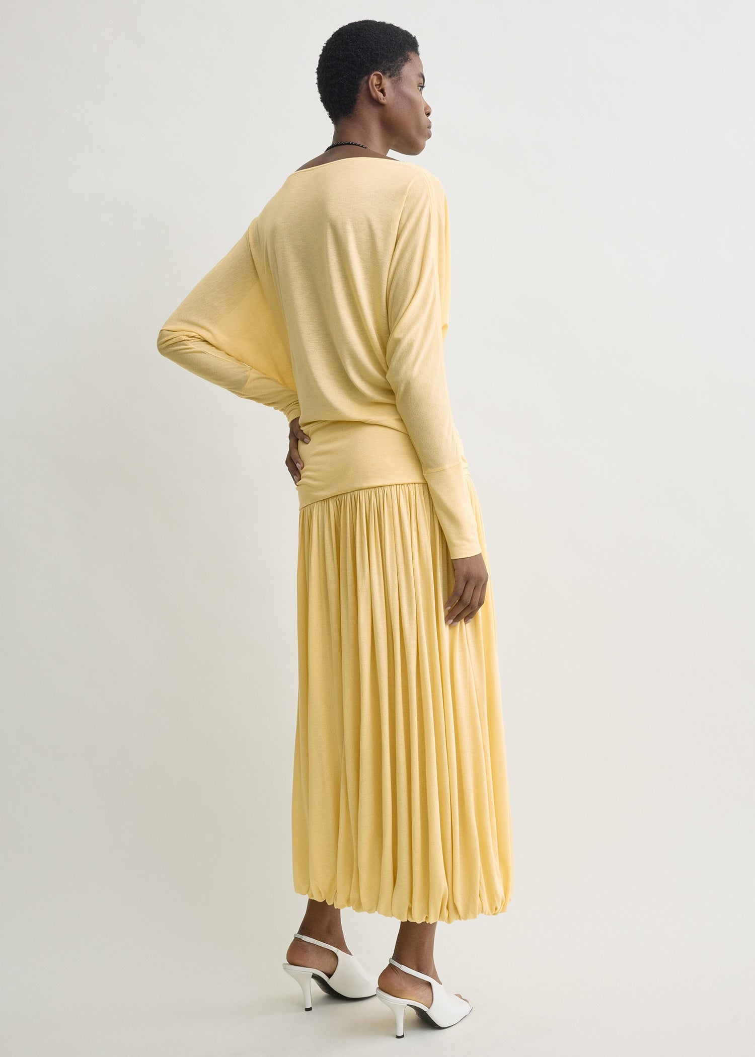 Boatneck jersey top champagne