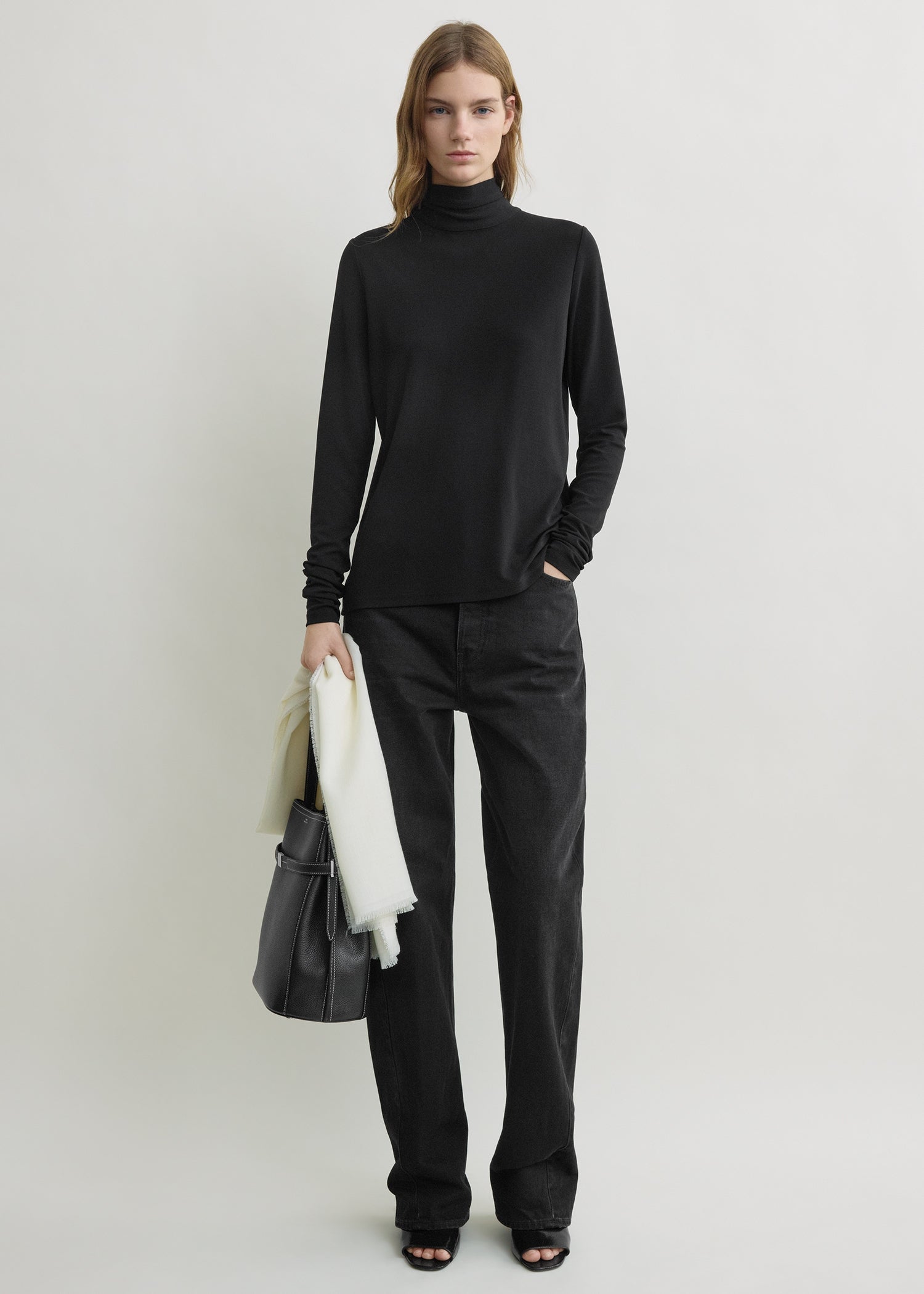 High-neck jersey top black