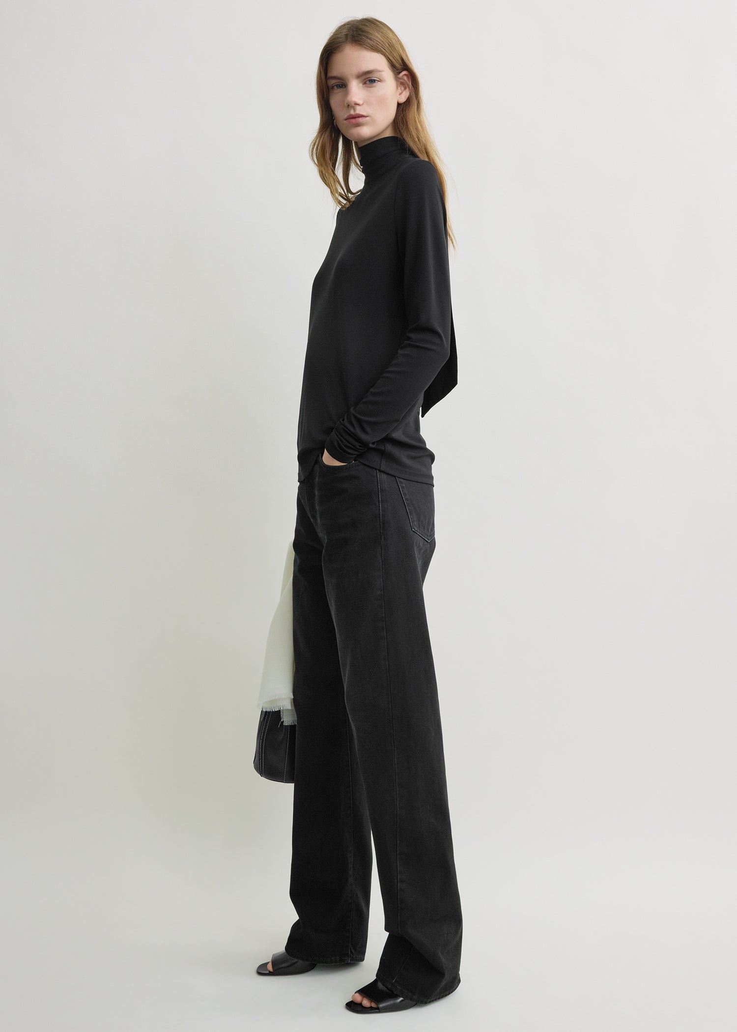 High-neck jersey top black