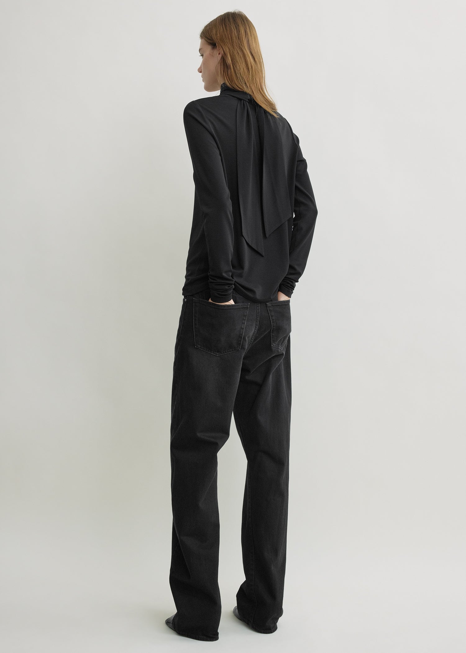 High-neck jersey top black