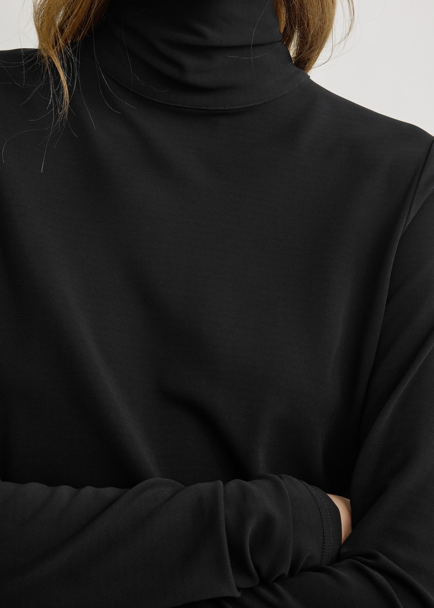 High-neck jersey top black