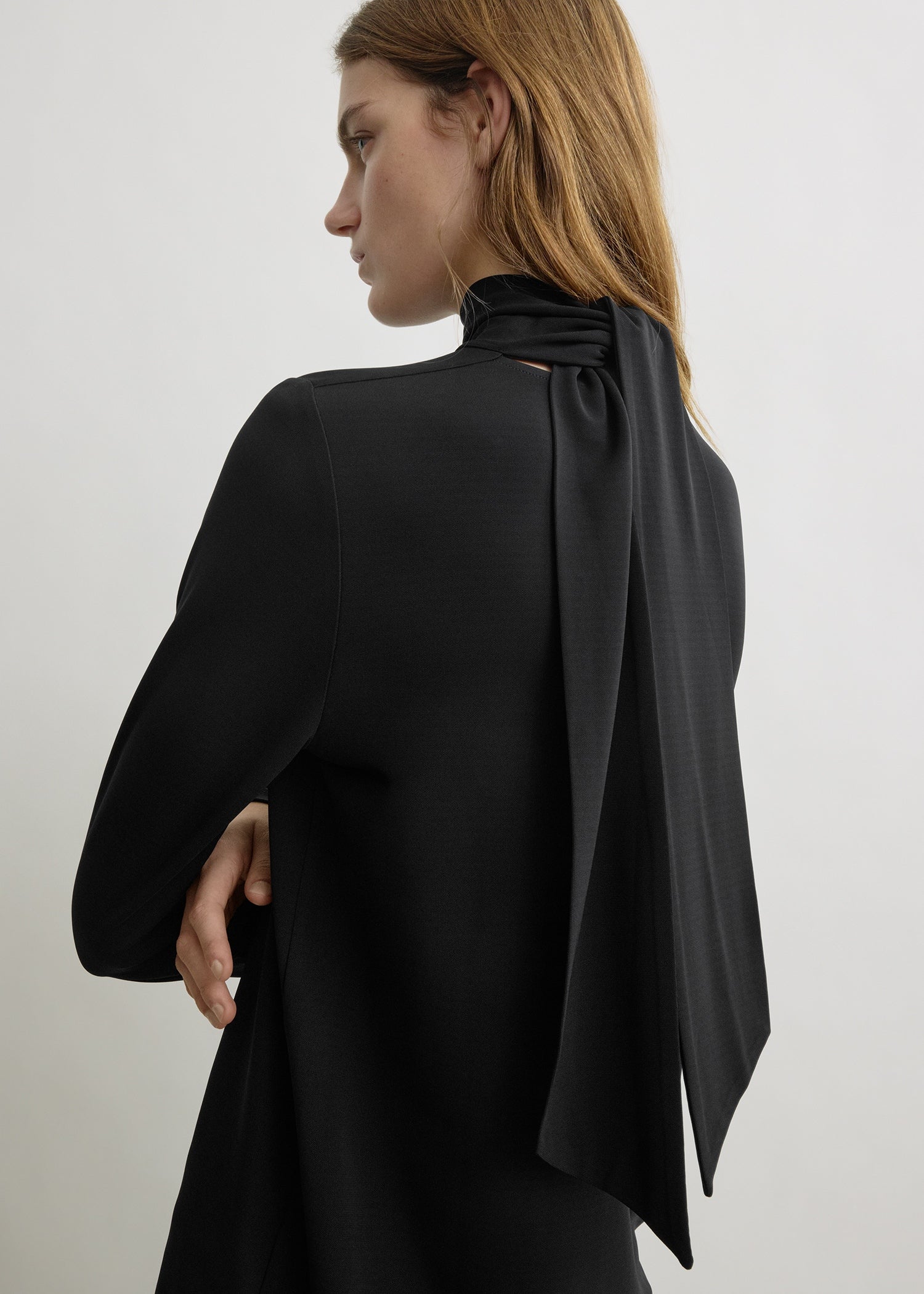 High-neck jersey top black