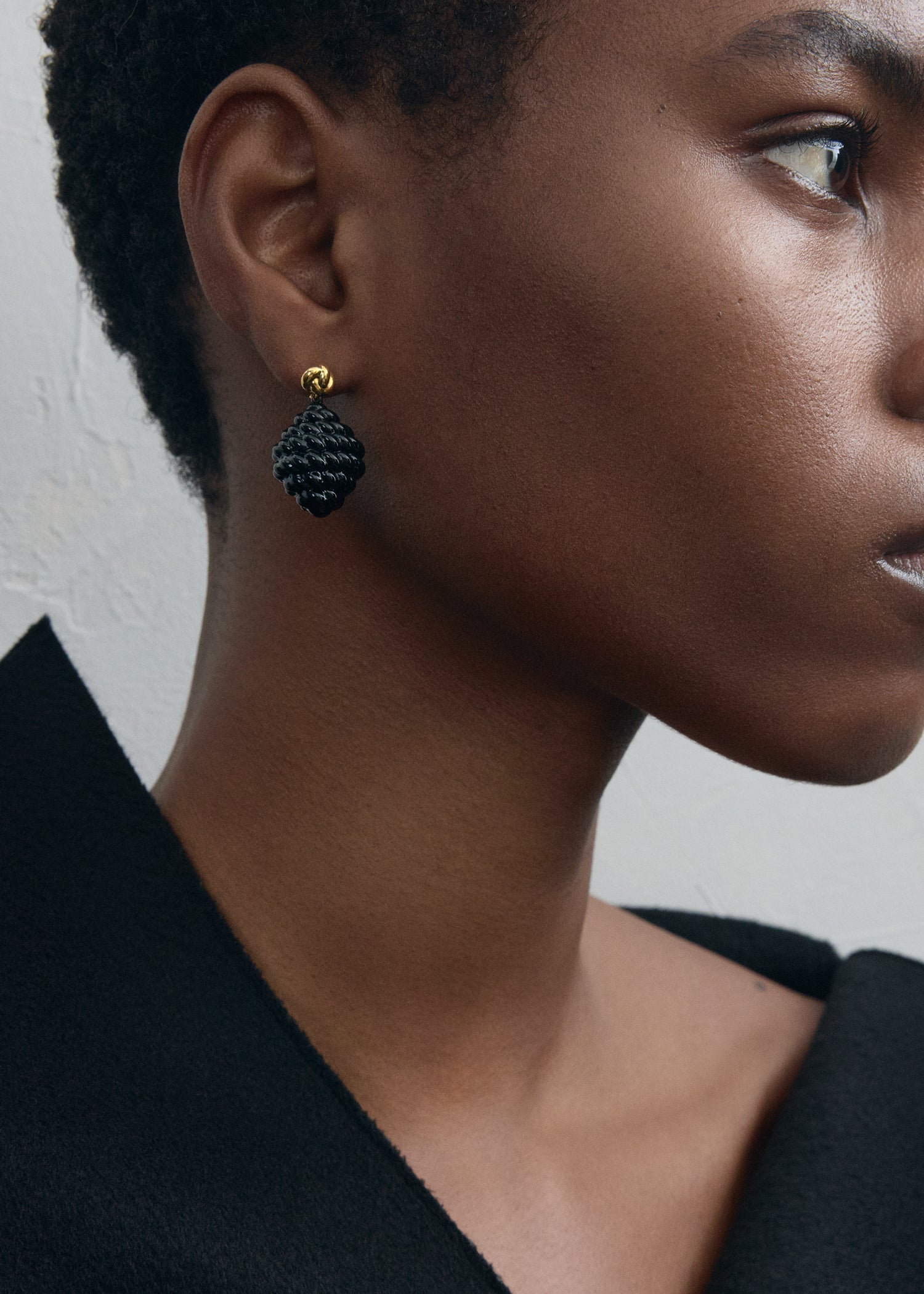 Rope drop earrings black/gold