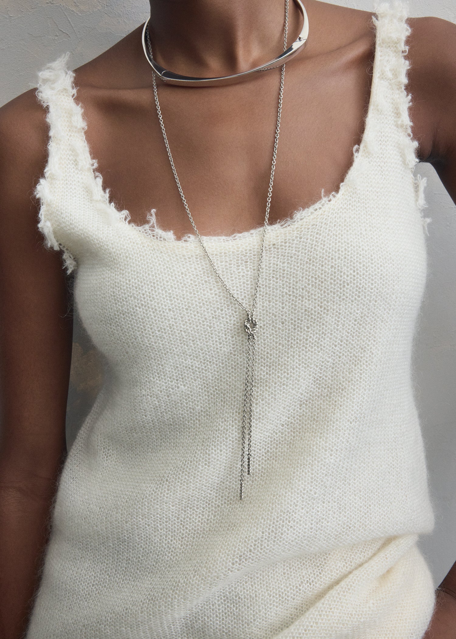Rope lariat silver