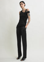 Crinkled knit tank black