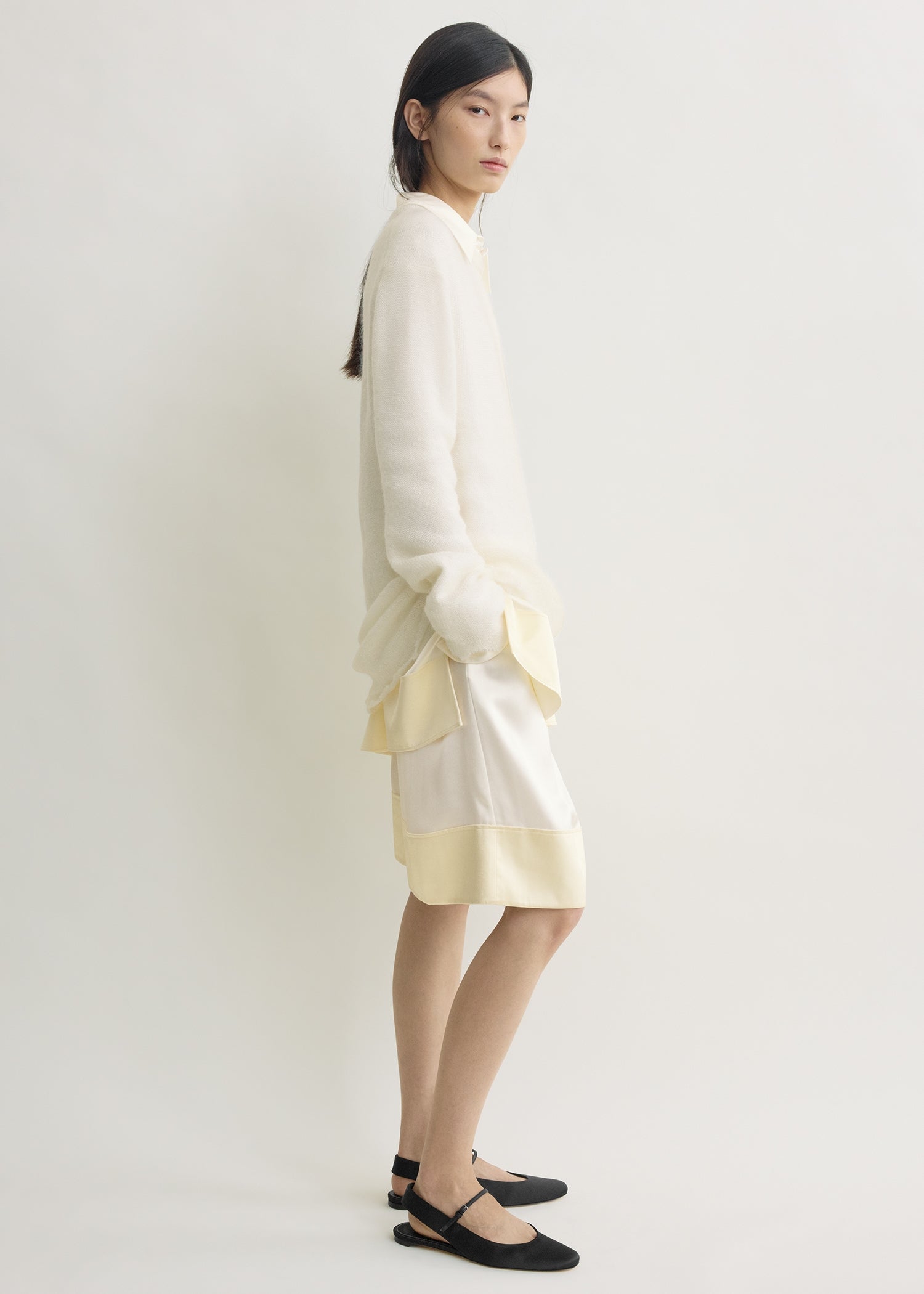 Long open weave knit off-white
