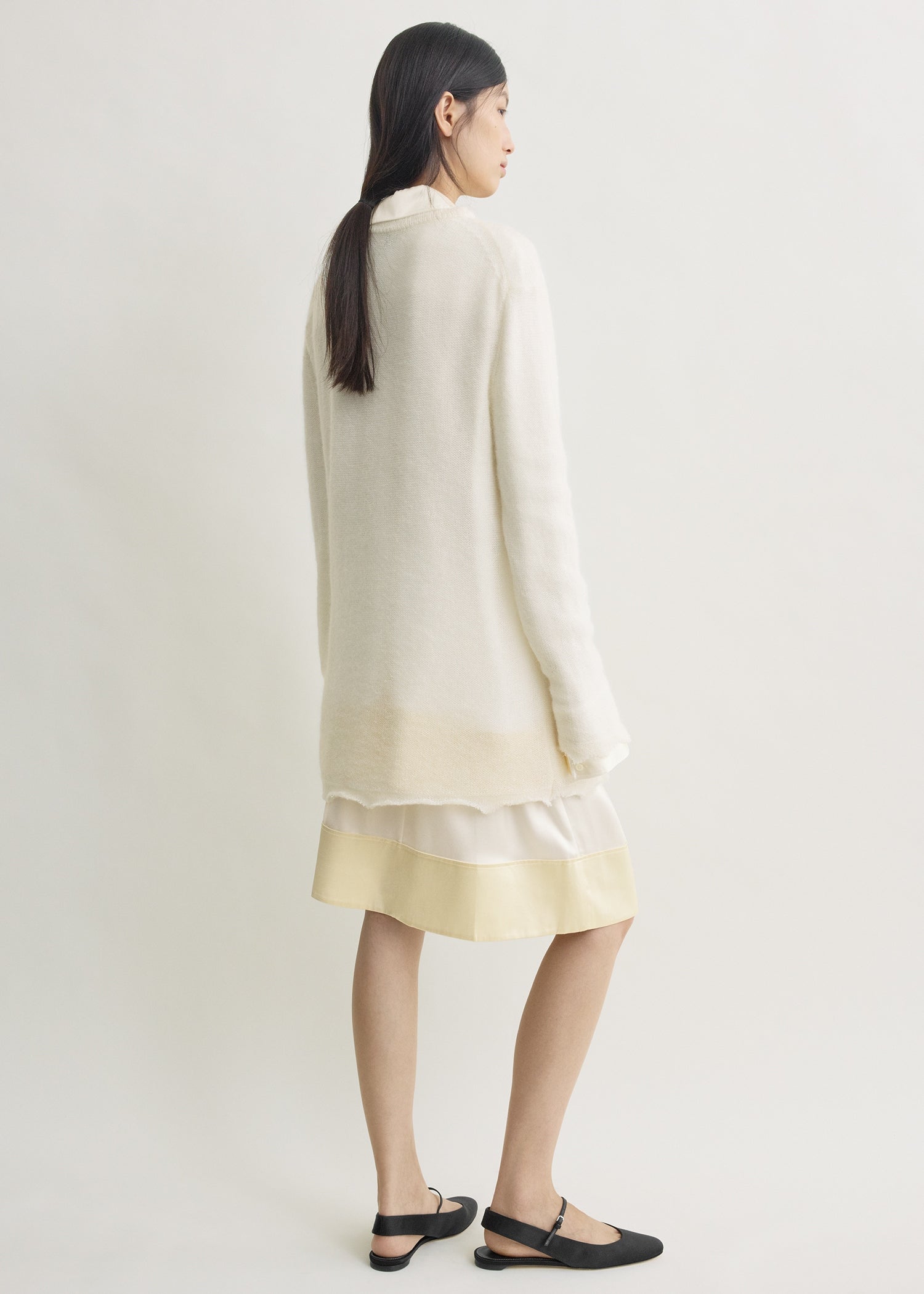 Long open weave knit off-white
