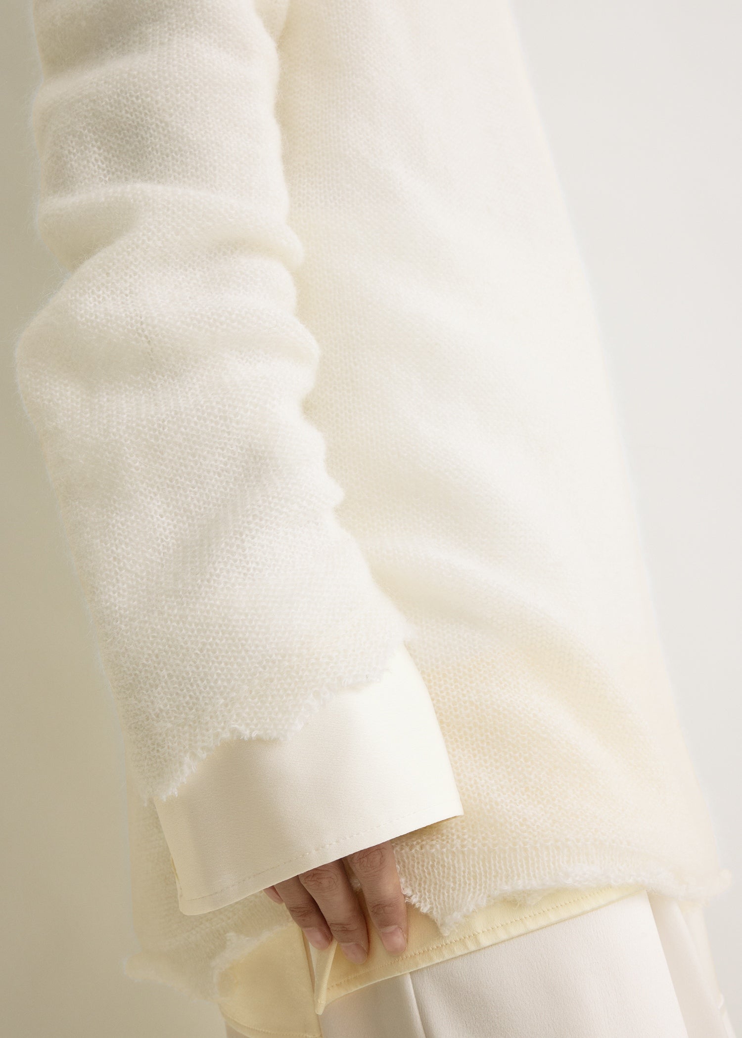 Long open weave knit off-white