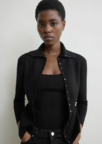 Fitted polo cardigan black