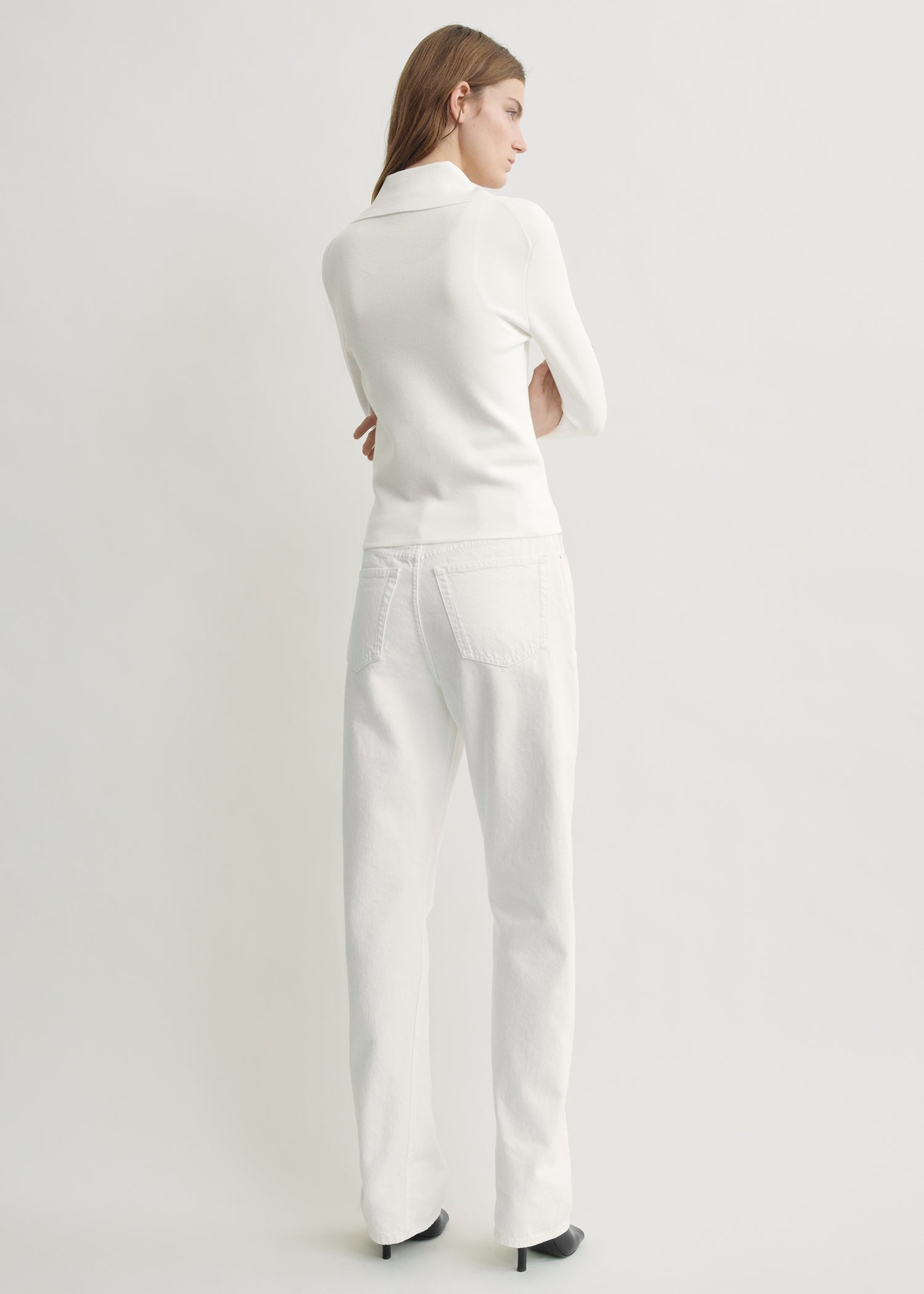 Fitted polo cardigan off-white